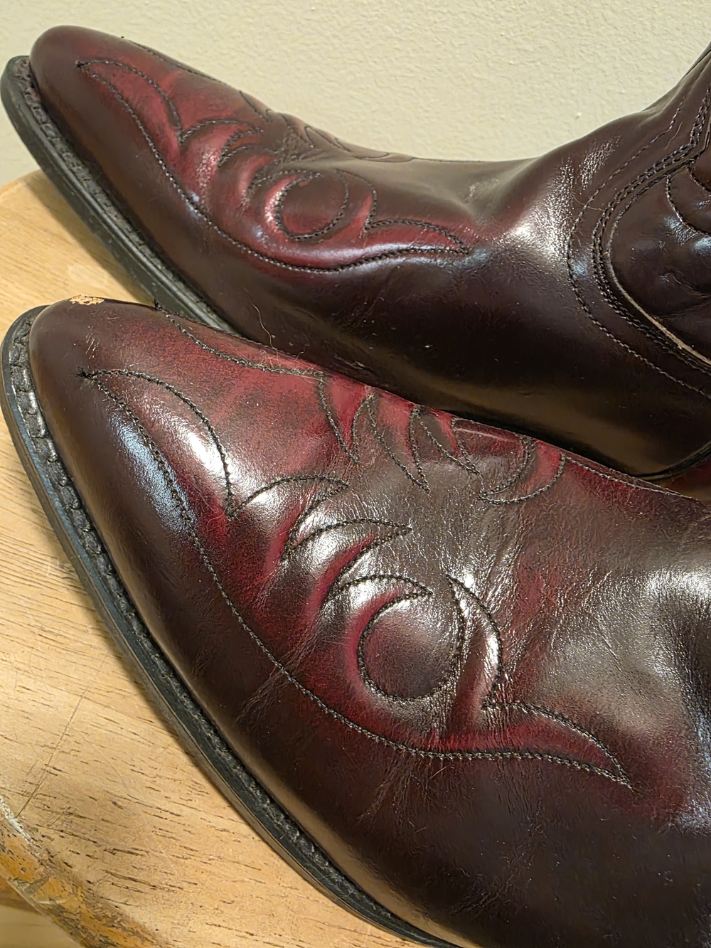Acme USA Men's Western Leather Cowboy Boots - Burgundy - Picture 3 of 11